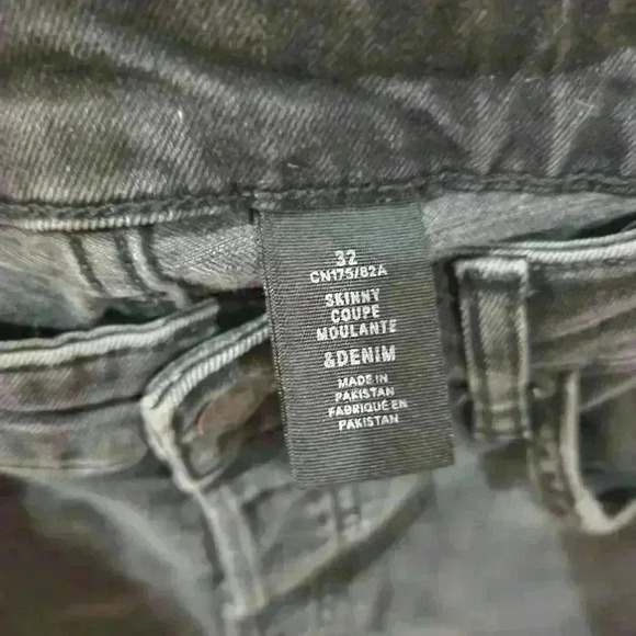 P5044 &denim distressed knees skinny ankle black charcoal  jeans - Picture 7 of 8